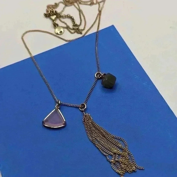 J. Crew Jewelry - Unique J.Crew Necklace: Gold Chain with Shimmering Tassel & Crystals